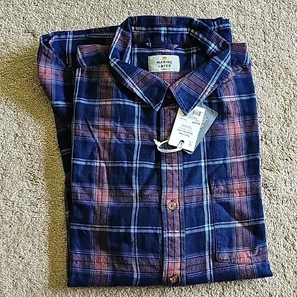 MARINE layer classic fit LS indigo twill shirt